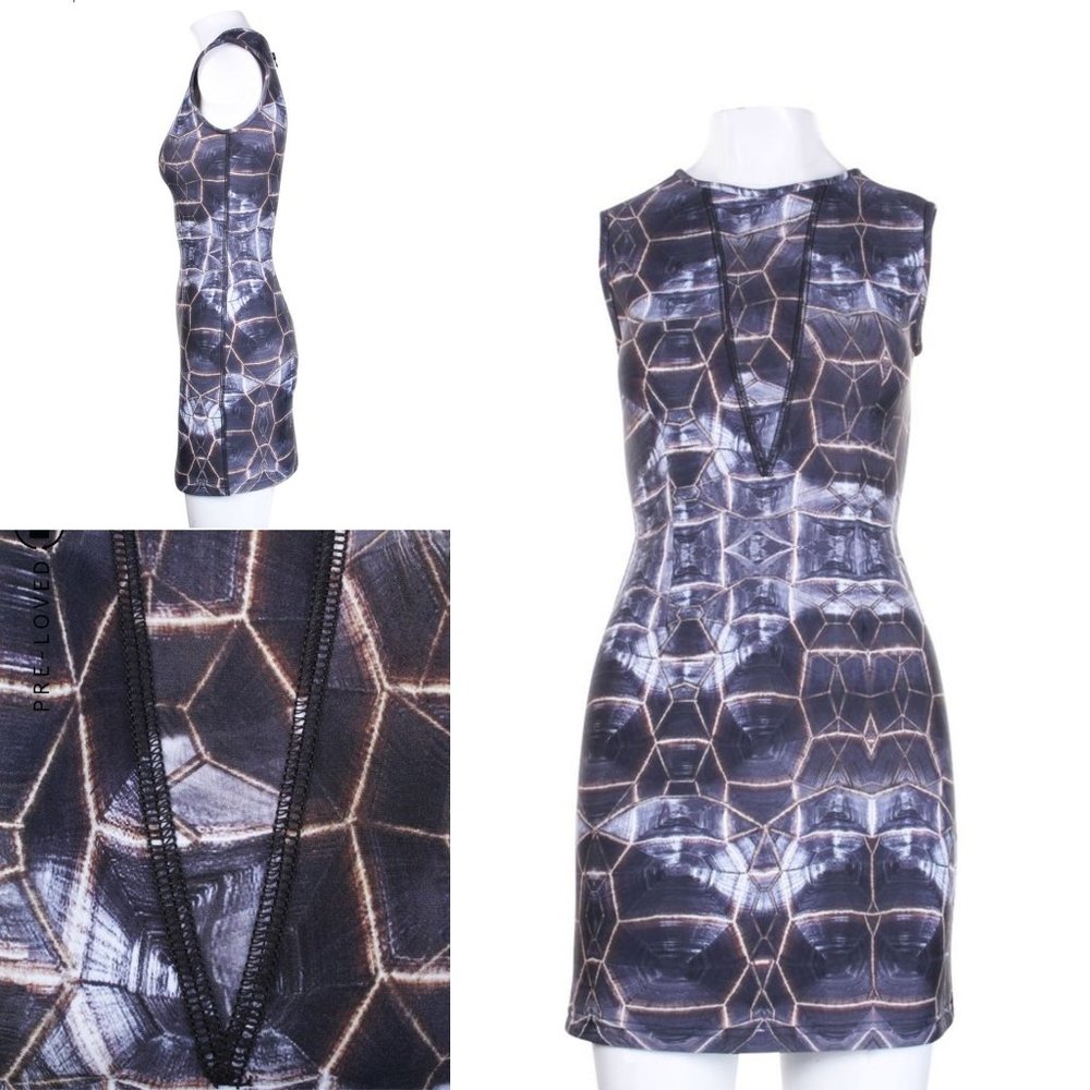 Cynthia Rowley Tortoise Print Neoprene Dress Scuba Quiet Luxury Minimalist